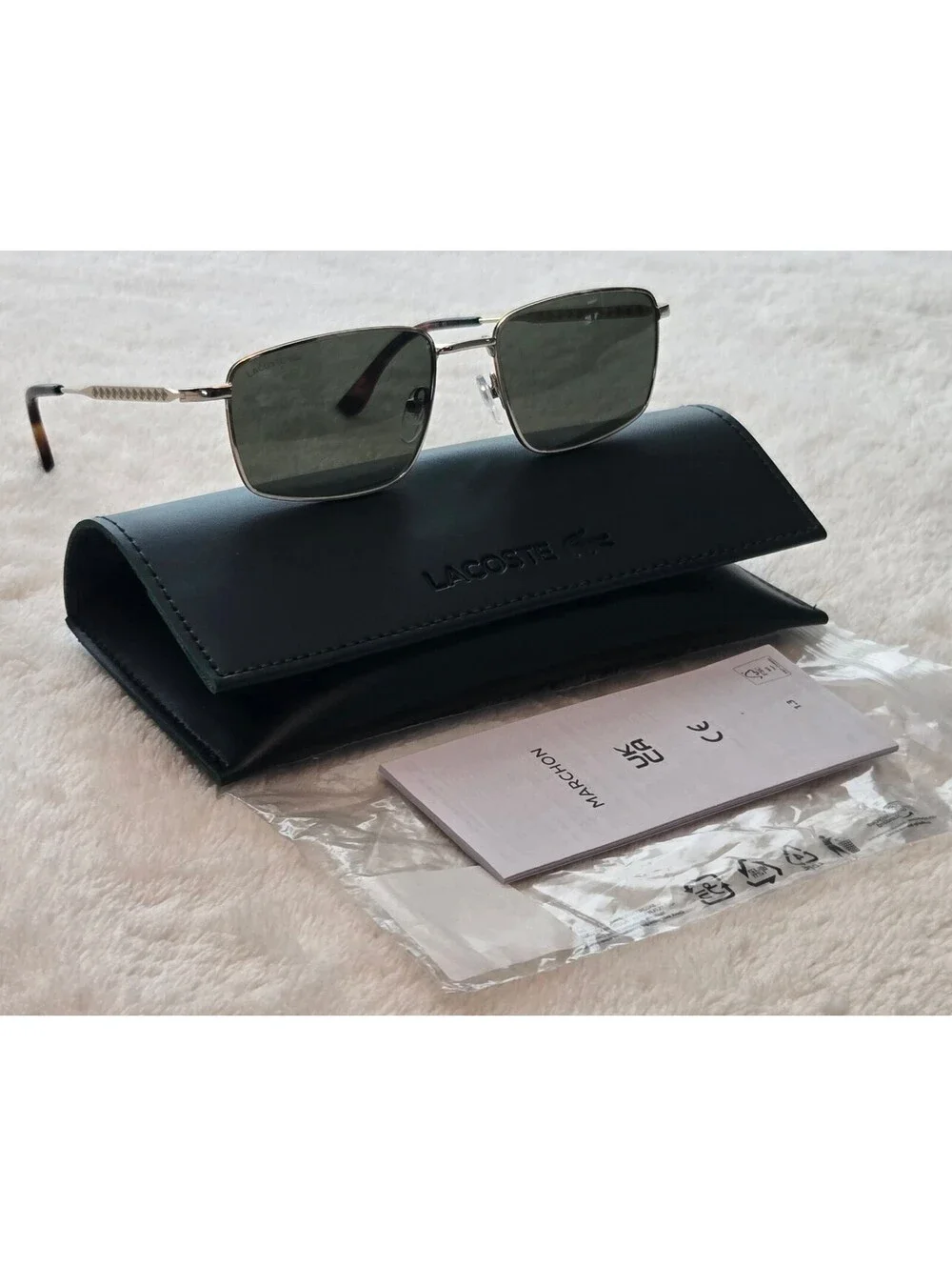 NEW Lacoste L277S Gold Metal Sunglasses Green Lens 55-19-145 100% UV Protection